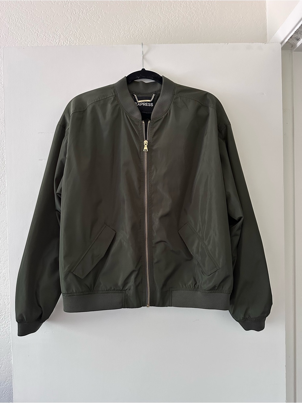 Express Women’s Bomber Jacket in Olive Green